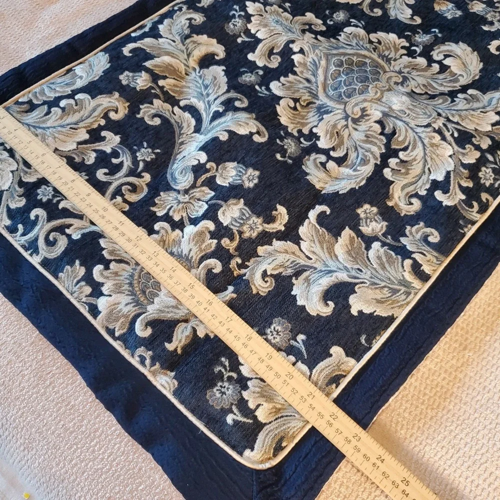 Croscill Imperial Blue Damask Jacquard Tapestry Body Pillow Sham 37x21 Navy Gold